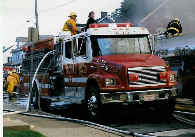 Engine 4-9-2 on Brimmer Avenue at the Musselman's Fire... May 1994